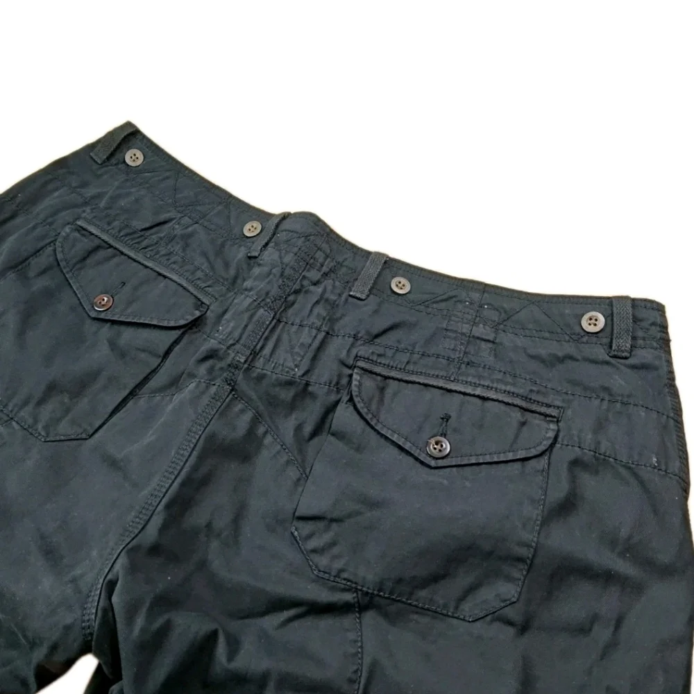 Vtg 90s Polo Ralph Lauren Baggy Wide Leg Cargo Shorts 42/44 Black Field Utility